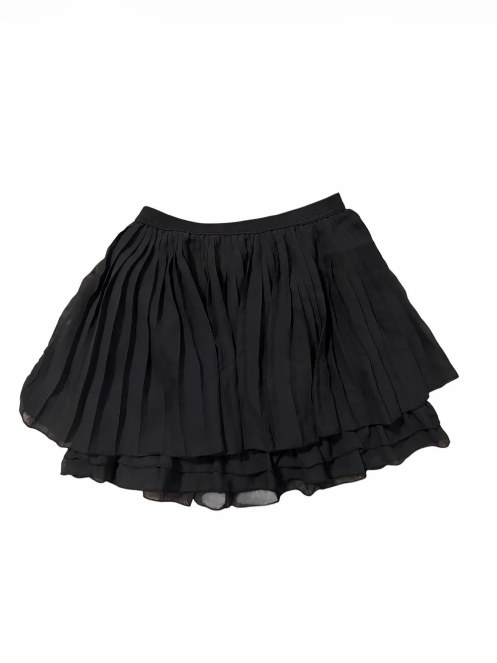 Black Pleated Layered Skirt